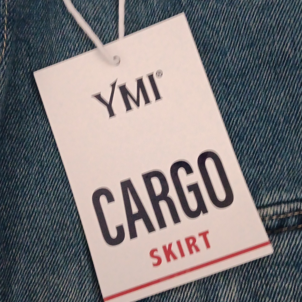YMI Denim Cargo Mini Skirt NWTs - Picture 2 of 6